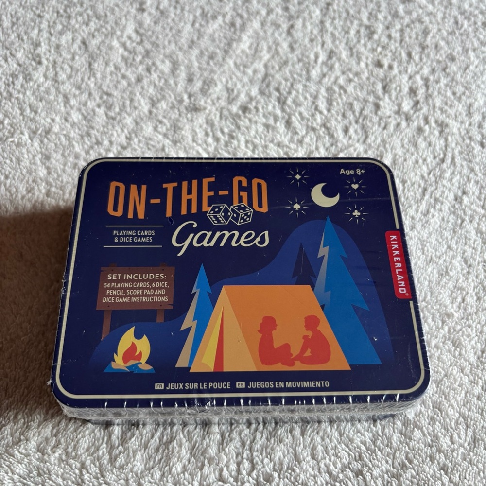 KIKKERLAND DESIGN ON-THE-GO GAMES SET COMPLETE PLAYING CARDS AND DICE GAME